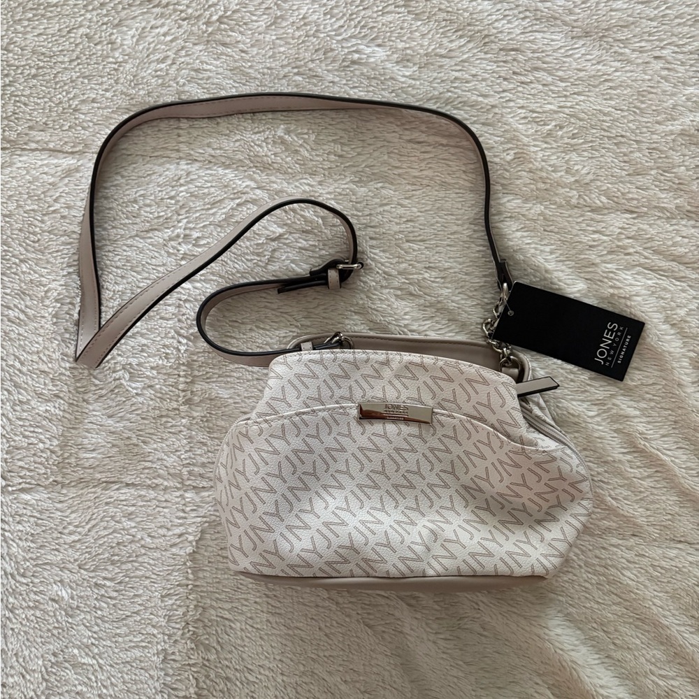 Jones New York White and Tan Crossbody Bag